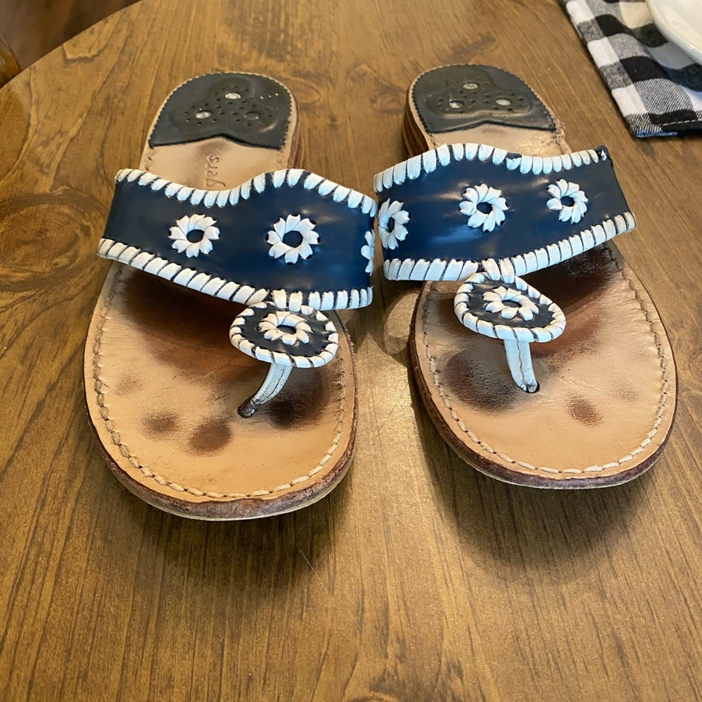 Navy and white jack Rogers